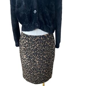 Talbots Animal Print Skirt Leopard‎ Cheetah Midi Pencil Office Party Classic 8